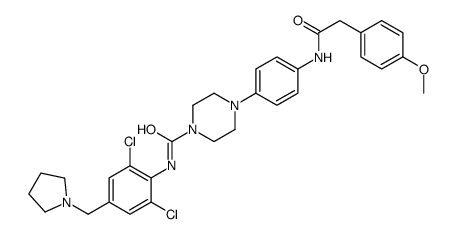 N-[2,6-Dichloro-4-(1-pyrrolidinylmethyl)phenyl]-4-(4-{[(4-methoxy phenyl)acetyl]amino}phenyl)-1-piperazinecarboxamide结构式