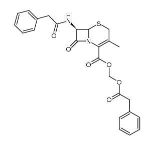 (7R)-(2-phenylacetoxy)methyl 3-methyl-8-oxo-7-(2-phenylacetamido)-5-thia-1-azabicyclo[4.2.0]oct-2-ene-2-carboxylate结构式