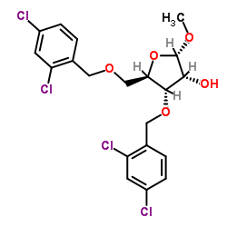 1-METHYL-3,5-BIS-O-(2,4-DICHLOROBENZYL)-ALPHA-D-RIBOFURANOSIDE Structure