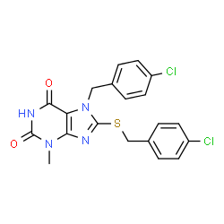 7-(4-chlorobenzyl)-8-[(4-chlorobenzyl)sulfanyl]-3-methyl-3,7-dihydro-1H-purine-2,6-dione结构式