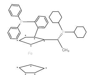 (R)-1-{(RP)-2-[2-(二苯基膦)苯基]二茂铁基}乙基二环己基膦图片