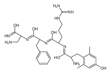 (2R)-2-[[(2S)-2-amino-3-(4-hydroxy-2,6-dimethylphenyl)propanoyl]amino]-5-(diaminomethylideneamino)-N-[(2S)-1-[[(2S)-1,3-diamino-1-oxopropan-2-yl]amino]-1-oxo-3-phenylpropan-2-yl]pentanamide结构式