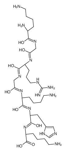 (2S)-6-amino-2-[[(2S)-2-[[(2S)-6-amino-2-[[2-[[(2S)-2-[[2-[[(2S)-2,6-diaminohexanoyl]amino]acetyl]amino]-5-(diaminomethylideneamino)pentanoyl]amino]acetyl]amino]hexanoyl]amino]-3-(1H-imidazol-5-yl)propanoyl]amino]hexanoic acid结构式