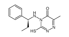 (S)-4-(1-phenylpropyl)amino-3-mercapto-6-methyl-4H-1,2,4-triazin-5-one Structure