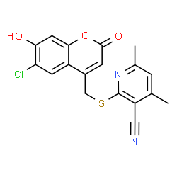 2-{[(6-chloro-7-hydroxy-2-oxo-2H-chromen-4-yl)methyl]sulfanyl}-4,6-dimethylpyridine-3-carbonitrile picture