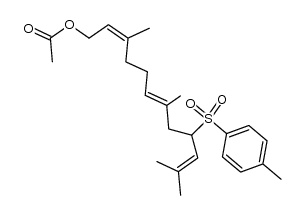 (2'Z,6'E)-Essigsaeure-[3',7',11'-trimethyl-9'-(p-tolylsulfonyl)-2',6',10'-dodecatrien-1'yl]ester Structure