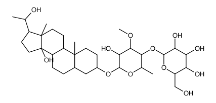 2-[5-hydroxy-6-[[14-hydroxy-17-(1-hydroxyethyl)-10,13-dimethyl-1,2,3,4,5,6,7,8,9,11,12,15,16,17-tetradecahydrocyclopenta[a]phenanthren-3-yl]oxy]-4-methoxy-2-methyloxan-3-yl]oxy-6-(hydroxymethyl)oxane-3,4,5-triol结构式