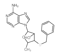 2-(6-aminopurin-9-yl)-4-benzylsulfanyl-5-methyl-oxolan-3-ol结构式