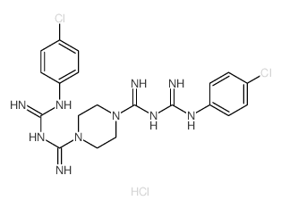 N,N''-二[[(4-氯苯基)氨基]亚氨基甲基]哌嗪-1,4-二甲脒二盐酸盐结构式