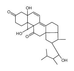 3,11-Dioxo-18,22-cycloergosta-4,6,8(14)-triene-5beta,9beta,23S-triol结构式