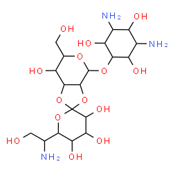 (+)-5-O-[2-O,3-O-(6-Amino-1,6-dideoxy-L-glycero-D-galacto-heptopyranose-1-ylidene)-β-D-talo-hexopyranosyl]-L-streptamine Structure