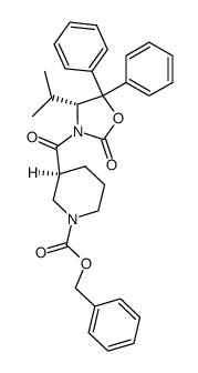 (4R)-3-({(3S)-1-[(benzyloxy)carbonyl]piperidin-3-yl}carbonyl)-4-(1-methylethyl)-5,5-diphenyloxazolidin-2-one Structure