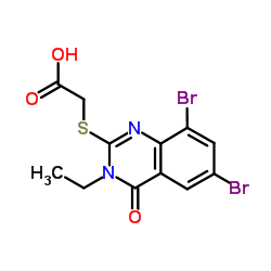 (6,8-DIBROMO-3-ETHYL-4-OXO-3,4-DIHYDRO-QUINAZOLIN-2-YLSULFANYL)-ACETIC ACID Structure