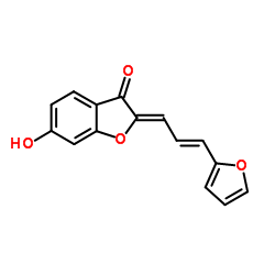 (2Z)-2-[(2E)-3-(2-Furyl)-2-propen-1-ylidene]-6-hydroxy-1-benzofuran-3(2H)-one structure