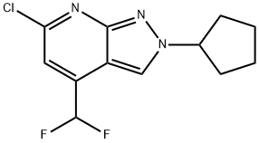 6-氯-2-环戊基-4-(二氟甲基)-2H-吡唑并[3,4-B]吡啶结构式