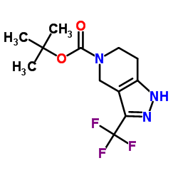 3-(三氟甲基)-6,7-二氢-1H-吡唑并[4,3-c]吡啶-5(4H)-羧酸叔丁酯结构式