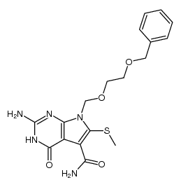 2-amino-5-(aminocarbonyl)-6-(methylthio)-7-[(2-(benzyloxy)ethoxy)methyl]pyrrolo[2,3-d]pyrimidin-4-one Structure