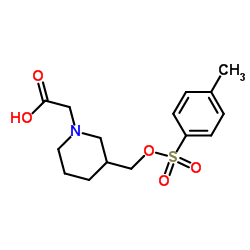 [3-({[(4-Methylphenyl)sulfonyl]oxy}methyl)-1-piperidinyl]acetic acid Structure