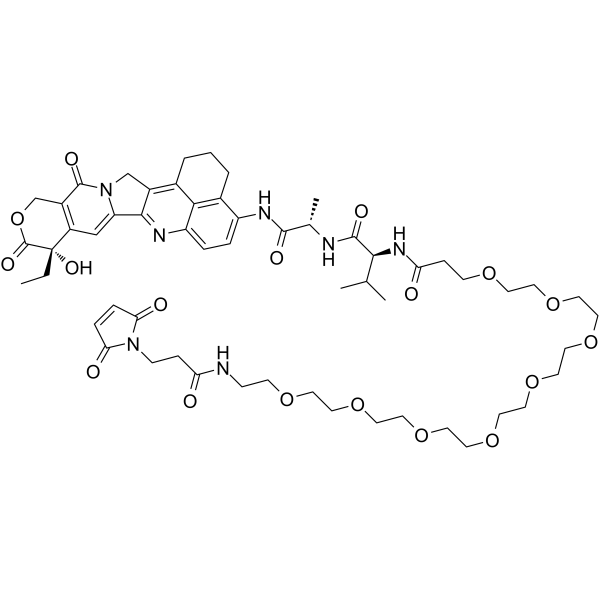 Mal-PEG8-amide-Val-Ala-(4-NH2)-Exatecan结构式