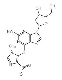 9H-Purin-2-amine, 9-(2-deoxy-.alpha.-D-erythro-pentofuranosyl)-6-[(1-methyl-4-nitro- 1H-imidazol-5-yl)thio]- Structure