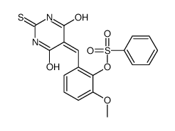 [2-[(4,6-dioxo-2-sulfanylidene-1,3-diazinan-5-ylidene)methyl]-6-methoxyphenyl] benzenesulfonate Structure