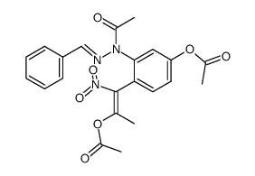 3-[acetyl-2-(benzylidene)hydrazino]-4-[2-(acetoxy)-1-nitropropen-1-yl]phenyl acetate Structure