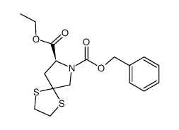 N-[(phenylmethoxy)carbonyl]-1,4-dithia-7-azaspiro[4.4]nonane-8(S)-carboxylic acid ethyl ester结构式