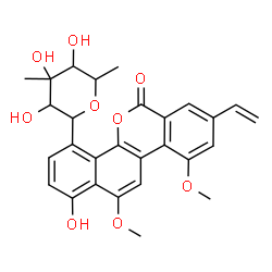 8-Vinyl-10,12-dimethoxy-1-hydroxy-4-(3-C-methyl-6-deoxy-β-L-glucopyranosyl)-6H-benzo[d]naphtho[1,2-b]pyran-6-one结构式