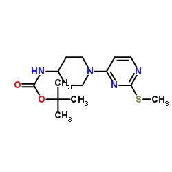 2-Methyl-2-propanyl {1-[2-(methylsulfanyl)-4-pyrimidinyl]-4-piperidinyl}carbamate Structure