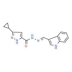 (E)-N-((1H-indol-3-yl)methylene)-3-cyclopropyl-1H-pyrazole-5-carbohydrazide structure