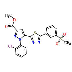 Methyl 1-(2-chlorophenyl)-5-{5-[3-(methylsulfonyl)phenyl]-1,3,4-thiadiazol-2-yl}-1H-pyrazole-3-carboxylate结构式