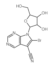 7H-Pyrrolo[2,3-d]pyrimidine-5-carbonitrile,6-bromo-7-b-D-ribofuranosyl- Structure