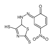 6-[[2,4-bis(sulfanylidene)-1,3-thiazolidin-5-yl]hydrazinylidene]-4-nitrocyclohexa-2,4-dien-1-one Structure