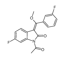 1-acetyl-3-[1-methoxy-1-(3-fluorophenyl)methylene]-6-fluoro-2-indolinone Structure