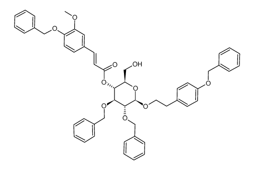 2-(4-benzyloxyphenyl)ethyl 2,3-di-O-benzyl-4-O-[(E)-4-O-benzylferuloyl]-β-D-glucopyranoside结构式