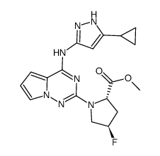 (2S,4R)-methyl 1-(4-(5-cyclopropyl-1H-pyrazol-3-ylamino)pyrrolo[2,1-f][1,2,4]triazin-2-yl)-4-fluoropyrrolidine-2-carboxylate Structure
