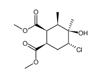 (+-)-5t-chloro-4c-hydroxy-3c,4t-dimethyl-cyclohexane-1r,2c-dicarboxylic acid dimethyl ester Structure