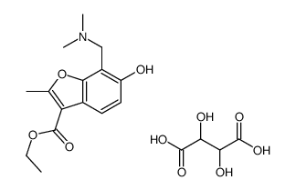 2,3-dihydroxybutanedioic acid,ethyl 7-[(dimethylamino)methyl]-6-hydroxy-2-methyl-1-benzofuran-3-carboxylate结构式