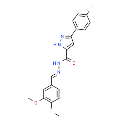 (E)-3-(4-chlorophenyl)-N-(3,4-dimethoxybenzylidene)-1H-pyrazole-5-carbohydrazide Structure