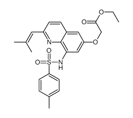 2-[2-(2-甲基-1-丙烯基)-6-喹啉基氧基-8-对甲苯磺酰胺基)乙酸乙酯结构式