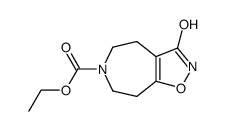 3-oxo-2,3,4,5,7,8-hexahydro-isoxazolo[4,5-d]azepine-6-carboxylic acid ethyl ester结构式