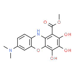 7-(Dimethylamino)-2,3,4-trihydroxy-10H-phenoxazine-1-carboxylic acid methyl ester结构式