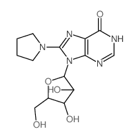 6H-Purin-6-one, 9-b-D-arabinofuranosyl-1,9-dihydro-8-(1-pyrrolidinyl)- picture