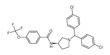 (3R)-1-[bis-(4-chlorophenyl)methyl]-3-[[4-(trifluoromethoxy)benzoyl]amino]pyrrolidine结构式