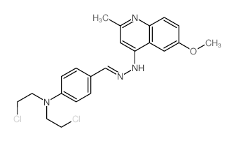 Benzaldehyde,4-[bis(2-chloroethyl)amino]-, 2-(6-methoxy-2-methyl-4-quinolinyl)hydrazone结构式