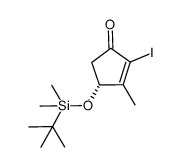 (4R)-4-{[tert-butyl(dimethyl)silyl]oxy}-2-iodo-3-methylcyclopent-2-en-1-one结构式