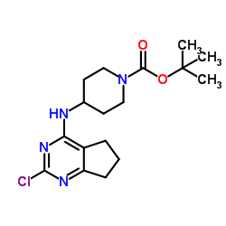 tert-butyl 4-(2-chloro-6,7-dihydro-5H-cyclopenta[d]pyrimidin-4-ylamino)piperidine-1-carboxylate结构式