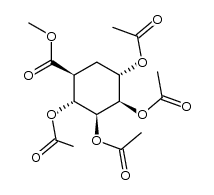 methyl DL-(1,3,4/2,5)-2,3,4,5-tetra-O-acetyl-2,3,4,5-tetrahydroxycyclohexane-1-carboxylate结构式