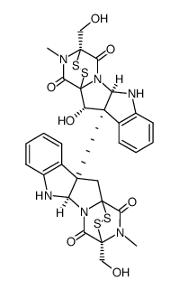 (3S,3'S)-11t-hydroxy-3,3'-bis-hydroxymethyl-2,2'-dimethyl-(5at,10bt,5'at',10'bt')-2,3,5a,6,2',3',5'a,6'-octahydro-[10b,10'b]bi[3r,11ac-epidisulfano-pyrazino[1',2':1,5]pyrrolo[2,3-b]indolyl]-1,4,1',4'-tetraone Structure