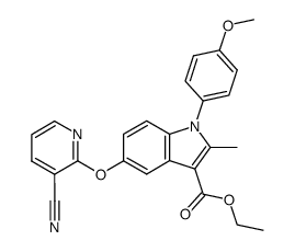 5-(3-Cyano-pyridin-2-yloxy)-1-(4-methoxy-phenyl)-2-methyl-1H-indole-3-carboxylic acid ethyl ester Structure